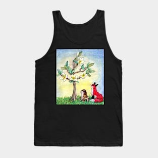 Fox, Bassett Hound, and Magnolia Tree Tank Top